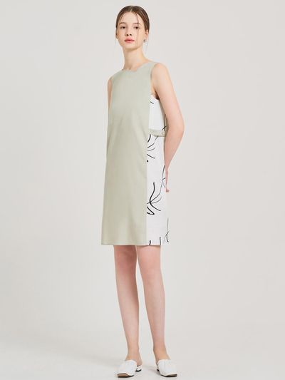 HYEYEONG KIM Satin Tent Sleeveless Midi Dress [Green]