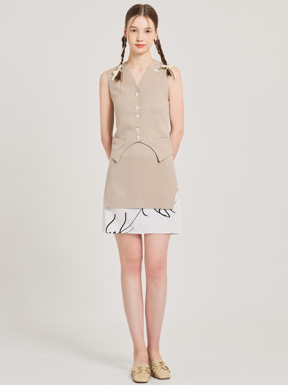 HYEYEONG KIM Satin Tunic Modal Skirt [Beige]