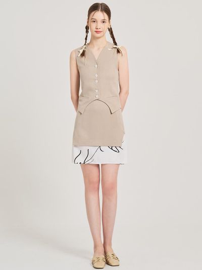 HYEYEONG KIM Satin Tunic Modal Skirt [Beige]