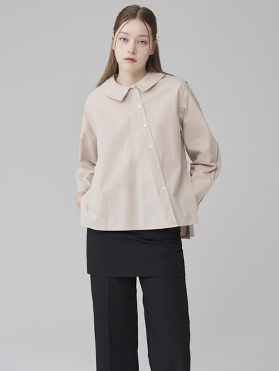 HYEYEONG KIM Side Slit Wide Fit Cotton Blouse [Beige]