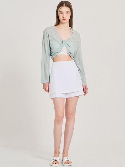 HYEYEONG KIM Tencel Cotton Wrap A-line Shorts [Beige]