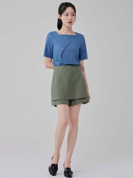 HYEYEONG KIM Tencel Cotton Wrap A-line Shorts [Khaki]