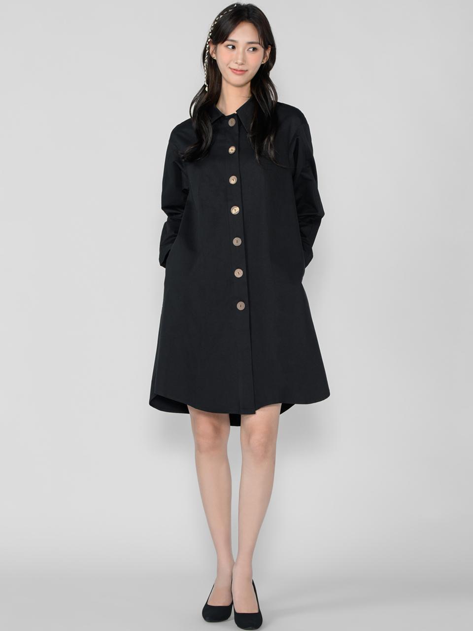 HYEYEONG KIM Unbalanced Long Cotton Blouse Jacket [Black]