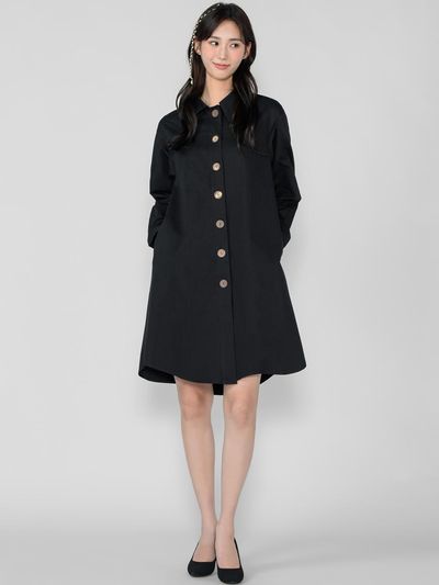 HYEYEONG KIM Unbalanced Long Cotton Blouse Jacket [Black]