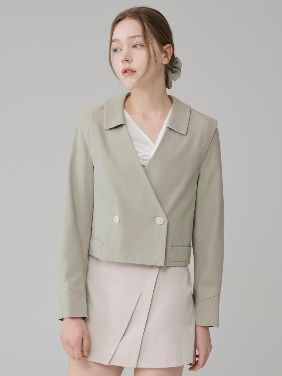 HYEYEONG KIM Upcycled Linen Crop Jacket [Green]