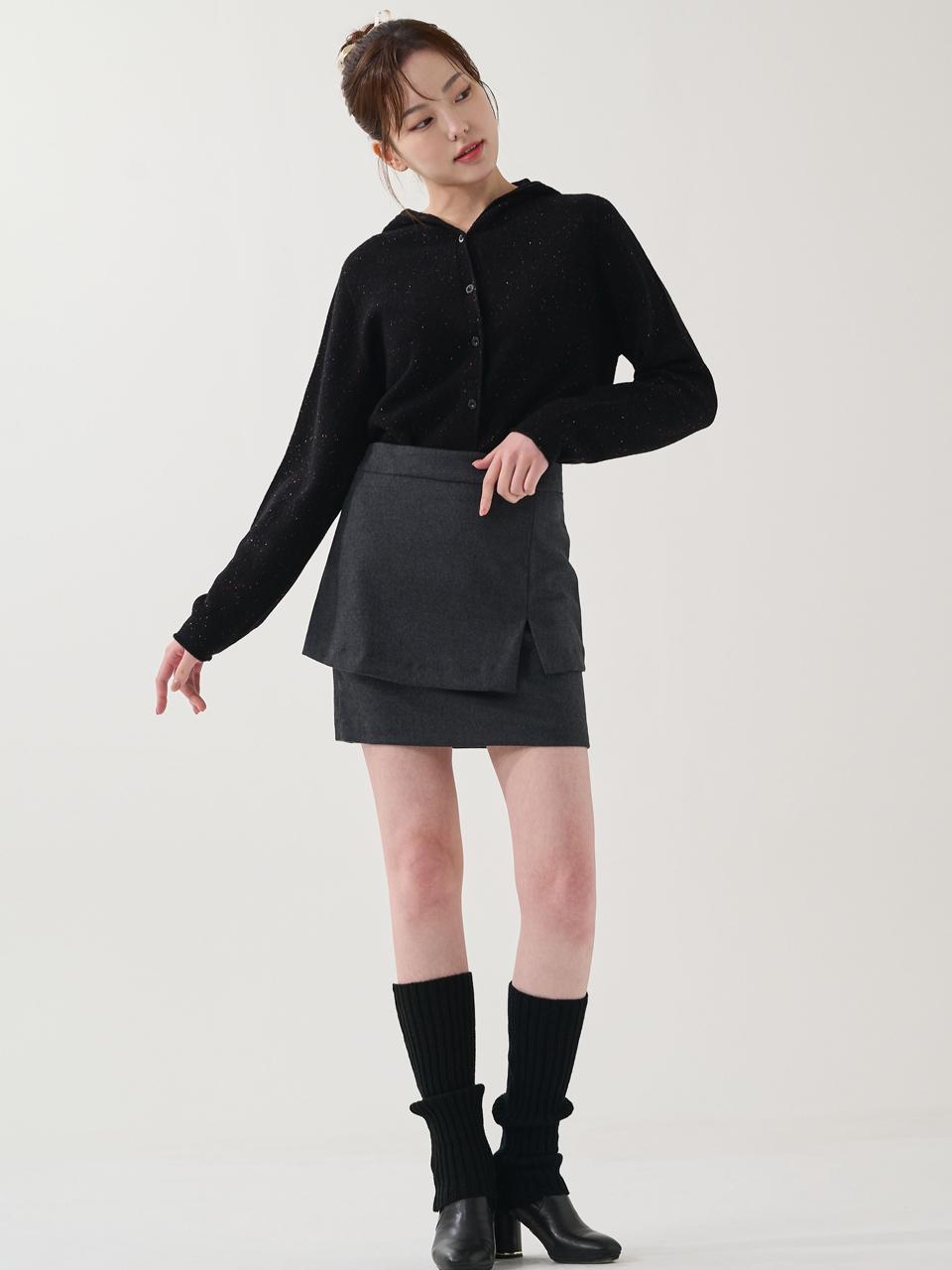 HYEYEONG KIM Wool Hooded Knitted Cardigan [Black]
