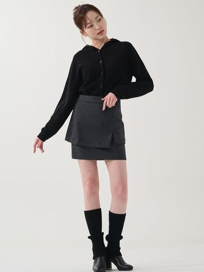 HYEYEONG KIM Wool Hooded Knitted Cardigan [Black]