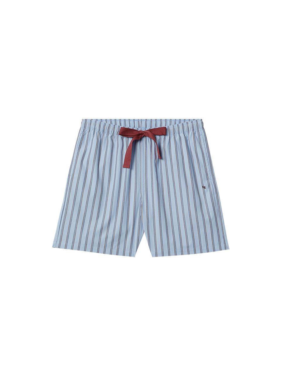 HYGGE UNDERWEAR Cotton Striped Pocket Pajama Shorts [Blue]