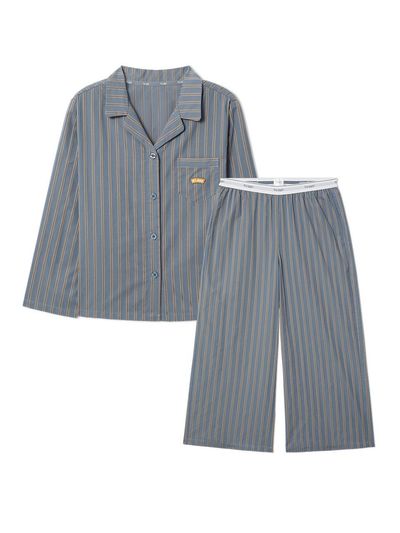 HYGGE UNDERWEAR Seasonless Cotton Wide Fit Pajama Set [Gray Blue]