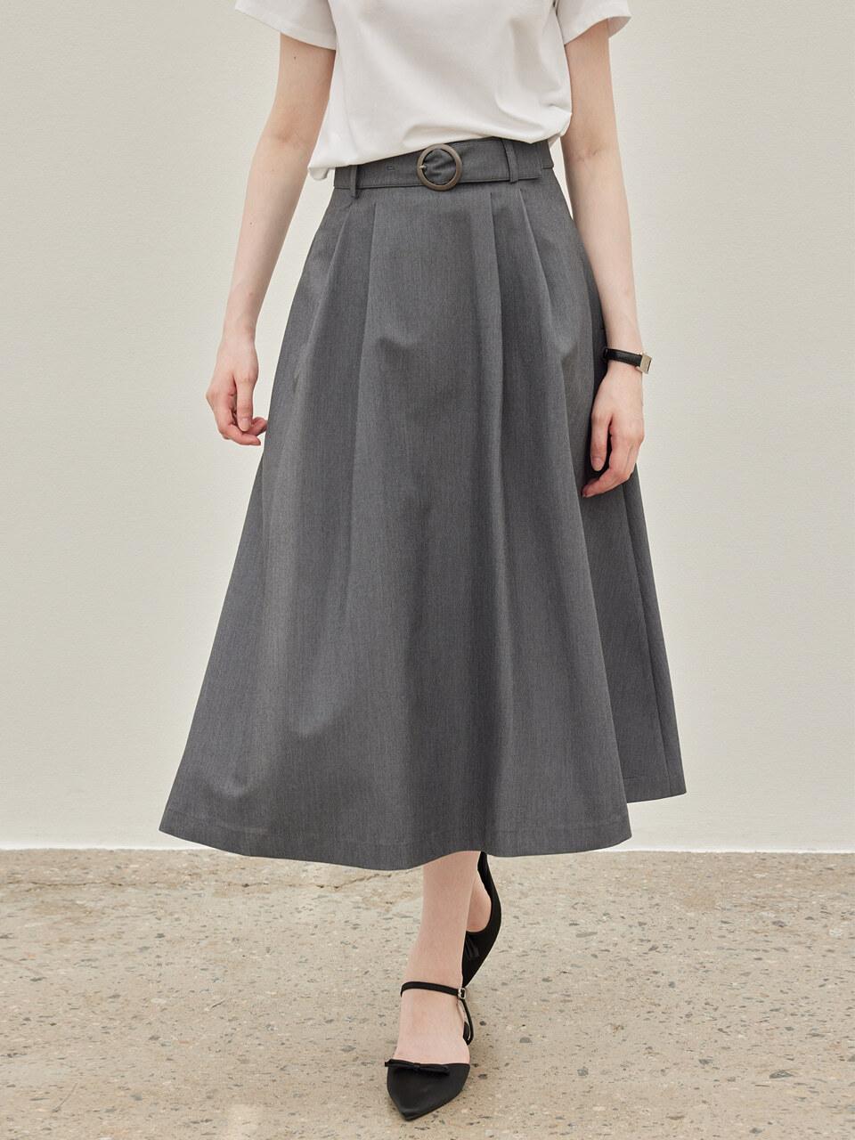 hyyk Belted Pocket Skirt - Gray