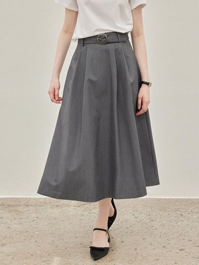 hyyk Belted Pocket Skirt - Gray