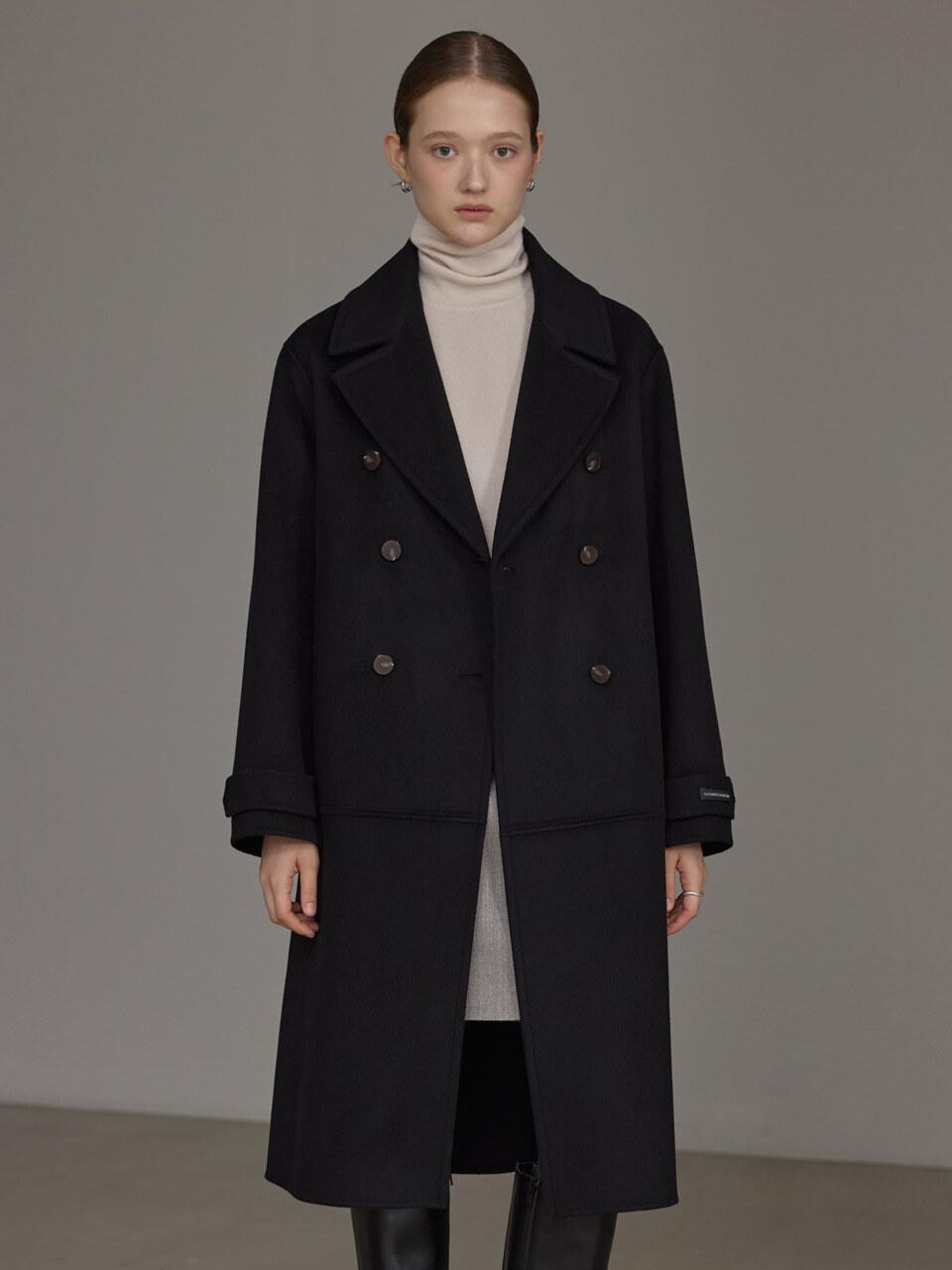 hyyk Cashmere Handmade Double Coat_Black