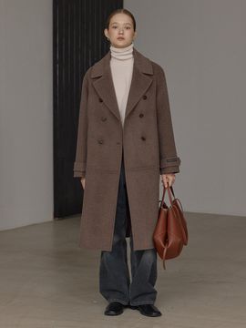 hyyk Cashmere Handmade Double Coat_Melange Brown