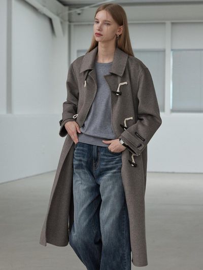 hyyk Cashmere Handmade Duffle Coat_Light Charcoal