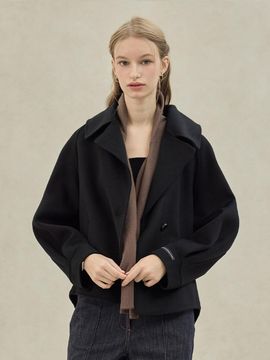 hyyk Cashmere Handmade Half Coat_Black