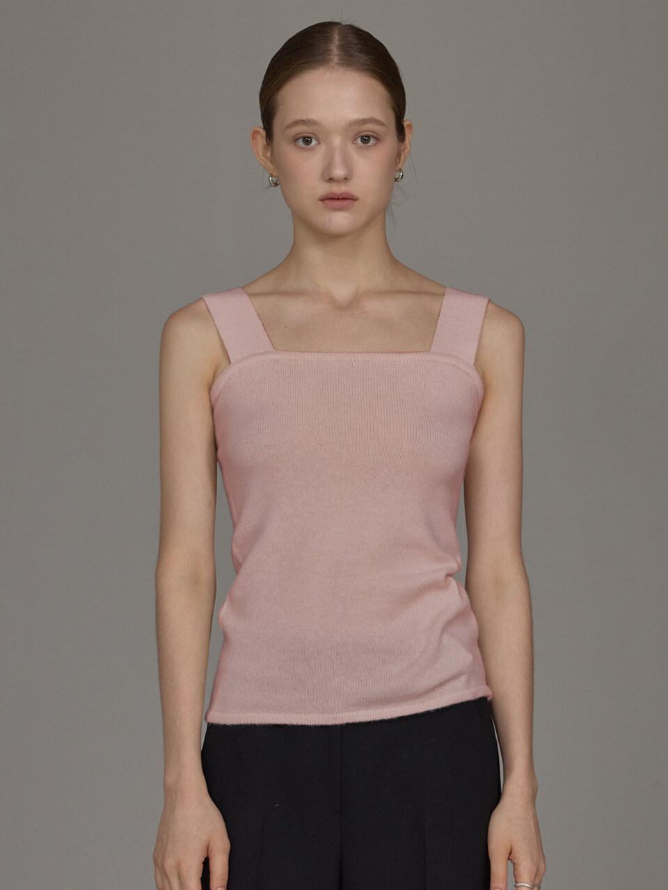 hyyk Cashmere Sleeveless Square Neckline Knit Top [Pink]