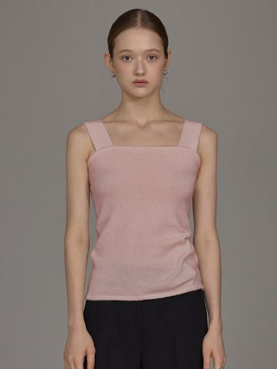 hyyk Cashmere Sleeveless Square Neckline Knit Top [Pink]