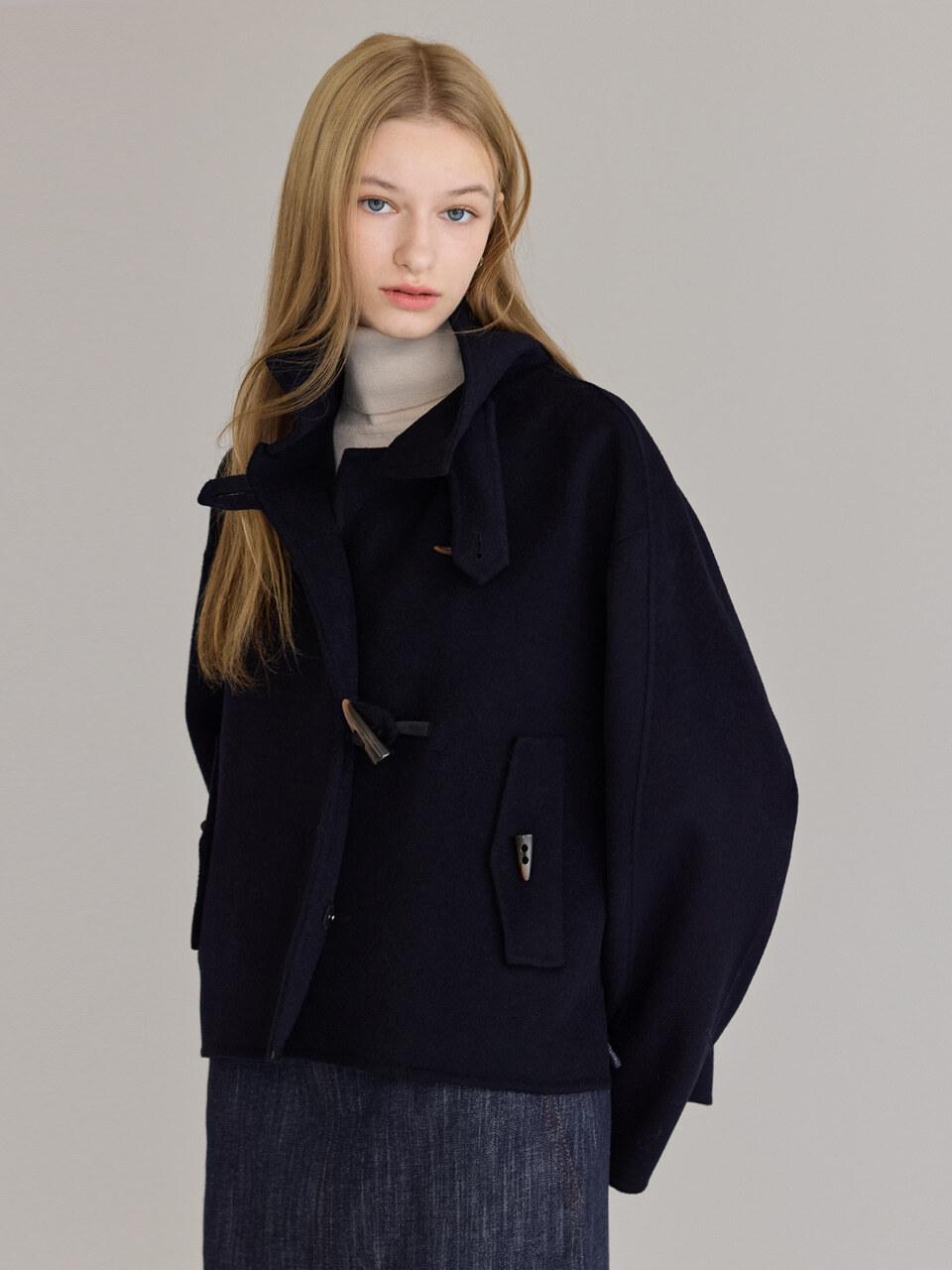 hyyk Cashmere Toggle Handmade High Neck Jacket [Dark Navy]