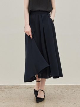 hyyk Pleated Flare Skirt - Navy