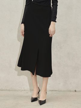 hyyk Slit Flare Midi Skirt - Black