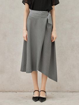 hyyk Striped Flare Skirt - Melange Gray