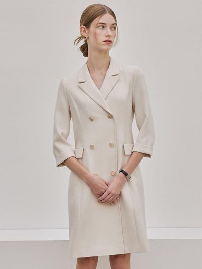 hyyk Tailored Double Breasted Dress - Beige
