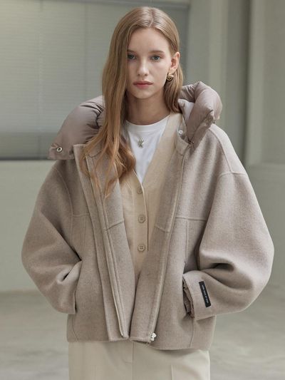 hyyk Wool Cashmere Hooded Jacket_Light Beige