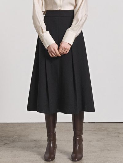 hyyk Wool Flared Skirt_Black