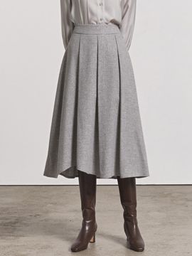 hyyk Wool Flared Skirt_Melange Gray