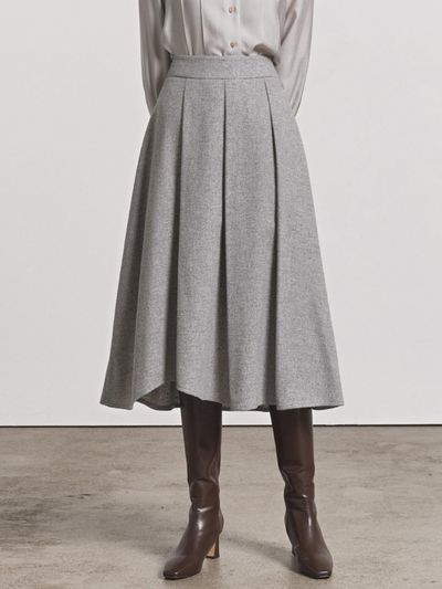 hyyk Wool Flared Skirt_Melange Gray