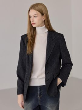 hyyk Wool Minimal Boxy Tailored Jacket [Deep Gray]