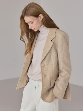 hyyk Wool Minimal Tailored Boxy Jacket [Melange Beige]