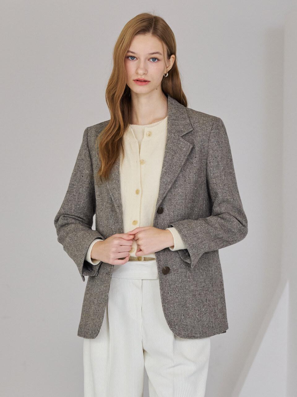 hyyk Wool Minimal Tailored Jacket [Melange Gray]