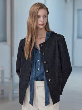 hyyk Wool Round Neck Jacket_Dark Charcoal
