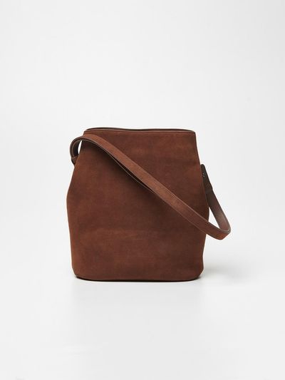 i BAG your Pardon. Leather Convertible Clover Bucket Bag [Brown]