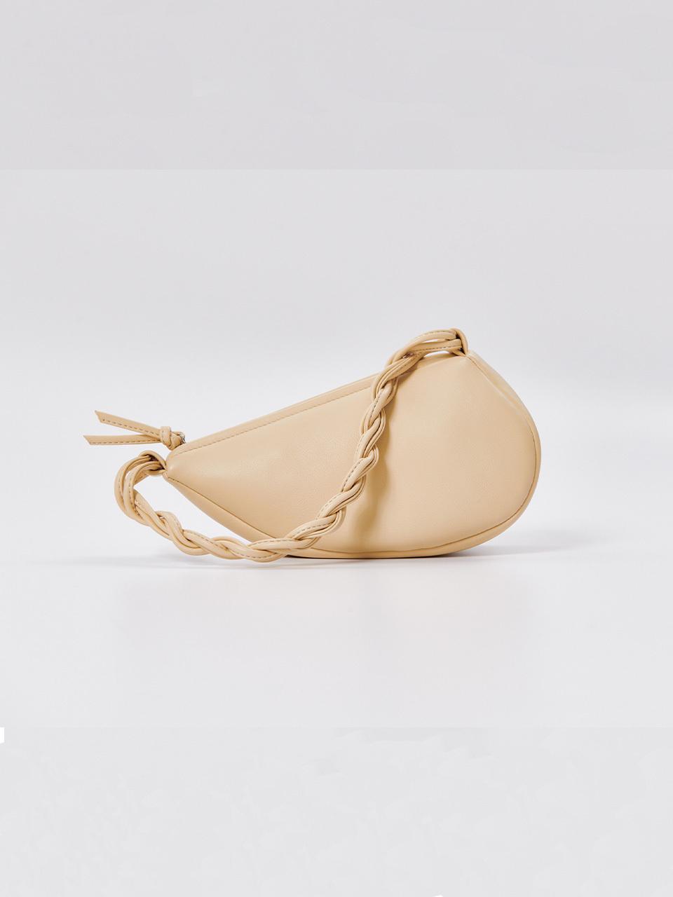 i BAG your Pardon. Leather Twisted Handle Half-Heart Bag [Beige]