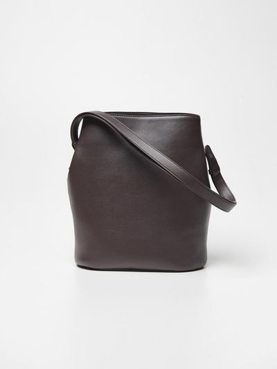 i BAG your Pardon. Leather Versatile Clover Bucket Bag [Brown]