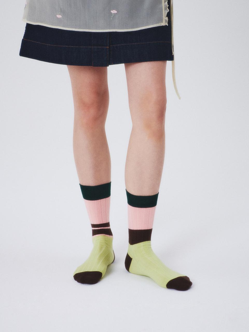 i hate monday Color Block Pastel Socks
