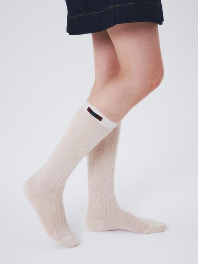 i hate monday Daily Knee Socks [Beige] (IHM250334)