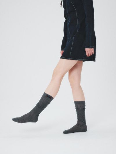 i hate monday IHM Daily Knee Socks [Charcoal] (IHM250331)