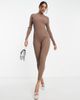 I Saw It First I Saw It First structured knitted jumpsuit in brown-Neutral - 3