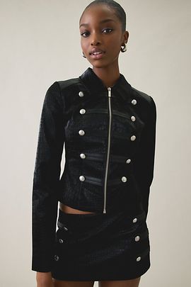 I.AM.GIA I. AM. GIA. Idalia Slim Button Detail Military Jacket in Black, Women's at Urban Outfitters