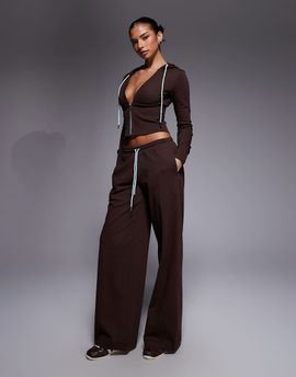 I.AM.GIA I.AM.GIA Arlo cotton rich low rise ultra baggy track sweatpants in brown and baby blue - part of a set