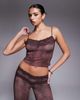 I.AM.GIA I.AM.GIA Beau double lace trim cami top in brown snake print - part of a set - 1