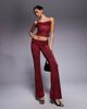 I.AM.GIA I.AM.GIA Beau lace trim v front flared pants in red print - part of a set - 1