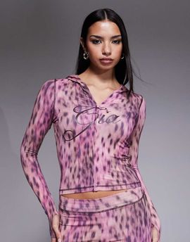 I.AM.GIA I.AM.GIA Blare logo contrast stitch zip up hoodie in pink animal print - part of a set