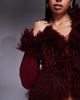 I.AM.GIA I.AM.GIA Cressida compact knit shaggy faux fur trim zip up cardigan in burgundy-Red - 2