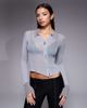 I.AM.GIA I.AM.GIA Davina 90s fine rib knit asymmetric button detailing fitted shirt in gray - 1
