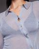 I.AM.GIA I.AM.GIA Davina 90s fine rib knit asymmetric button detailing fitted shirt in gray - 3