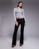 I.AM.GIA I.AM.GIA Davina 90s fine rib knit asymmetric button detailing fitted shirt in gray - 4
